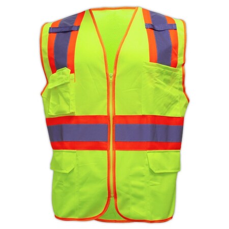 Magid Two-Tone Hi-Vis Surveyors Vest 2XL, 3XL Class 2 , Zipper 6 Pockets SVSUR6-Y-2X/3X